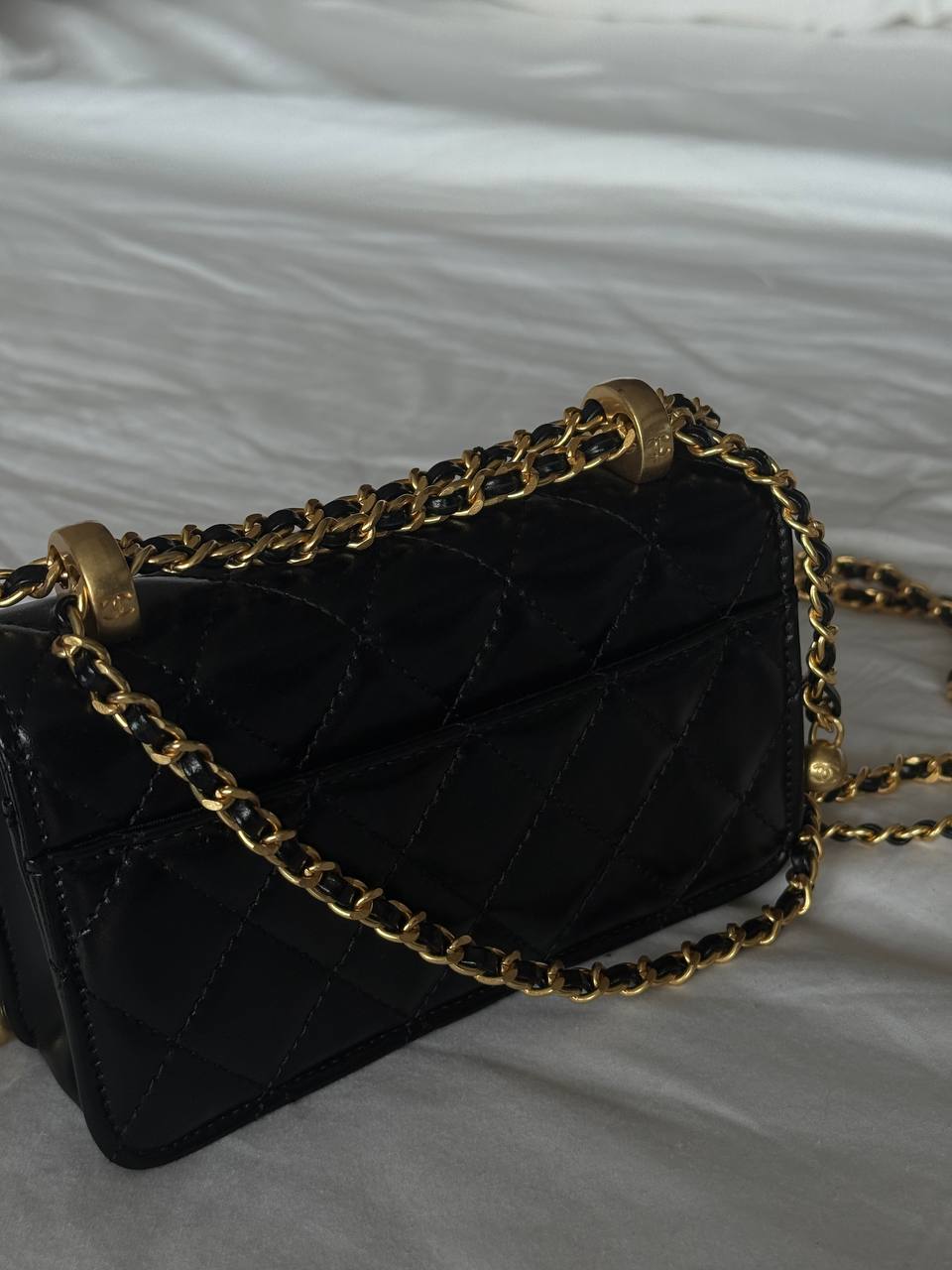 Chanel Calfskin Quilted Perfect Fit Wallet On Chain Black/Gold - 8