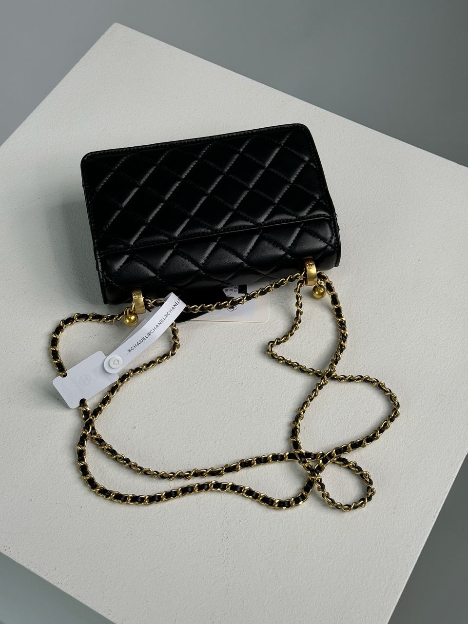 Chanel Calfskin Quilted Perfect Fit Wallet On Chain Black/Gold - 13