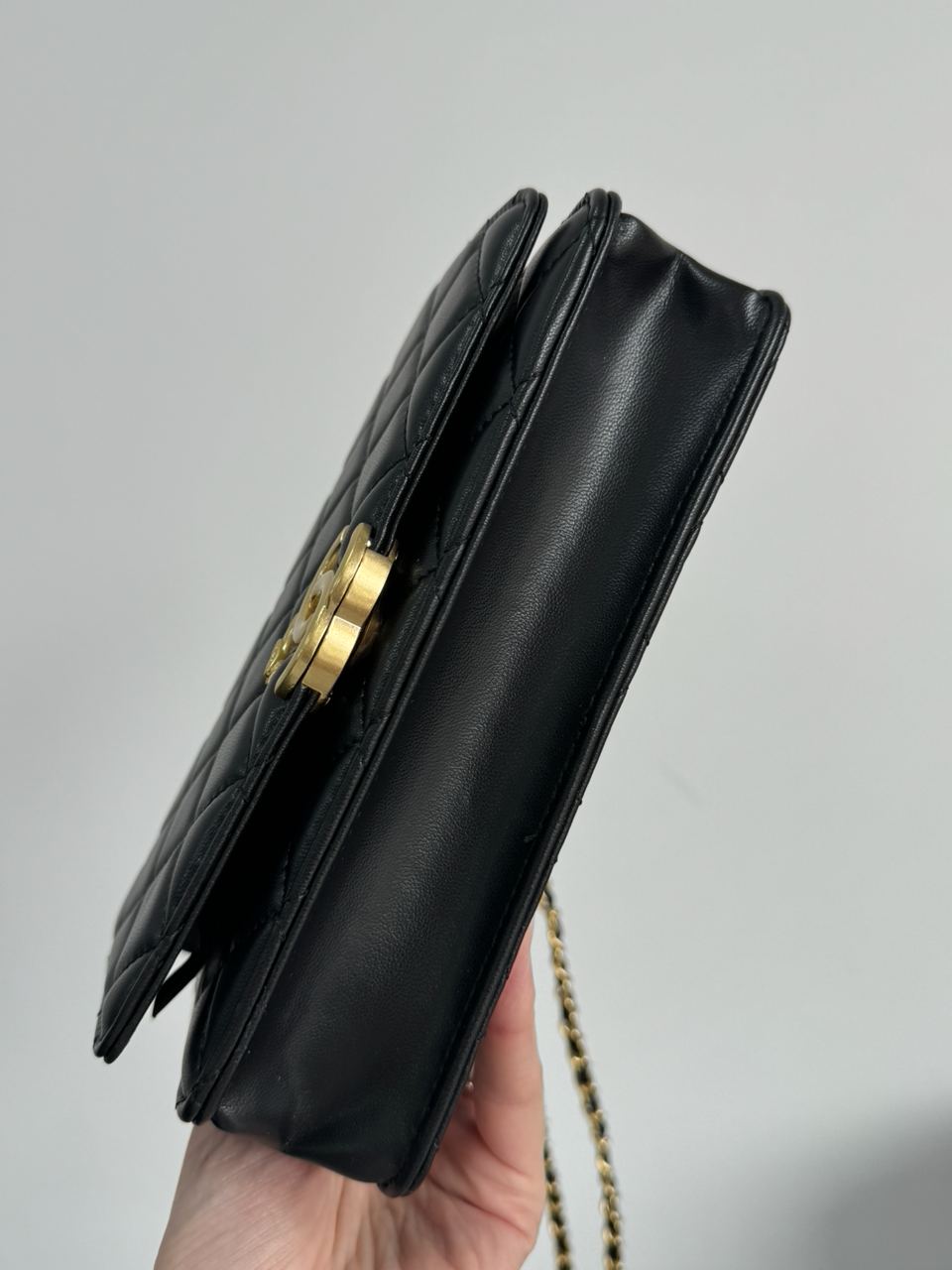 Chanel Calfskin Quilted Perfect Fit Wallet On Chain Black/Gold - 24