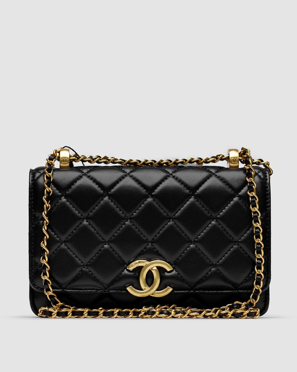 Chanel Calfskin Quilted Perfect Fit Wallet On Chain Black/Gold - 3