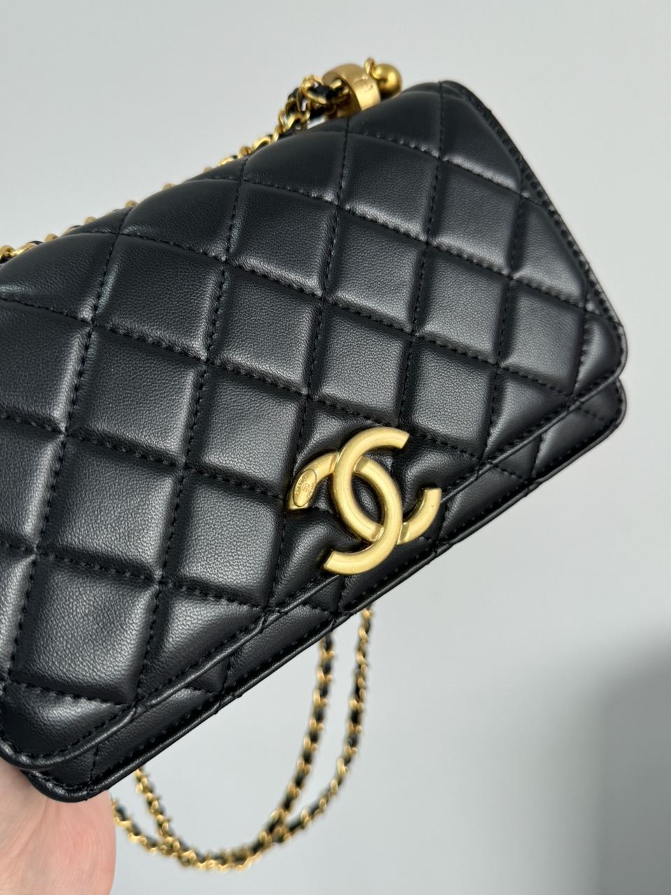 Chanel Calfskin Quilted Perfect Fit Wallet On Chain Black/Gold - 6