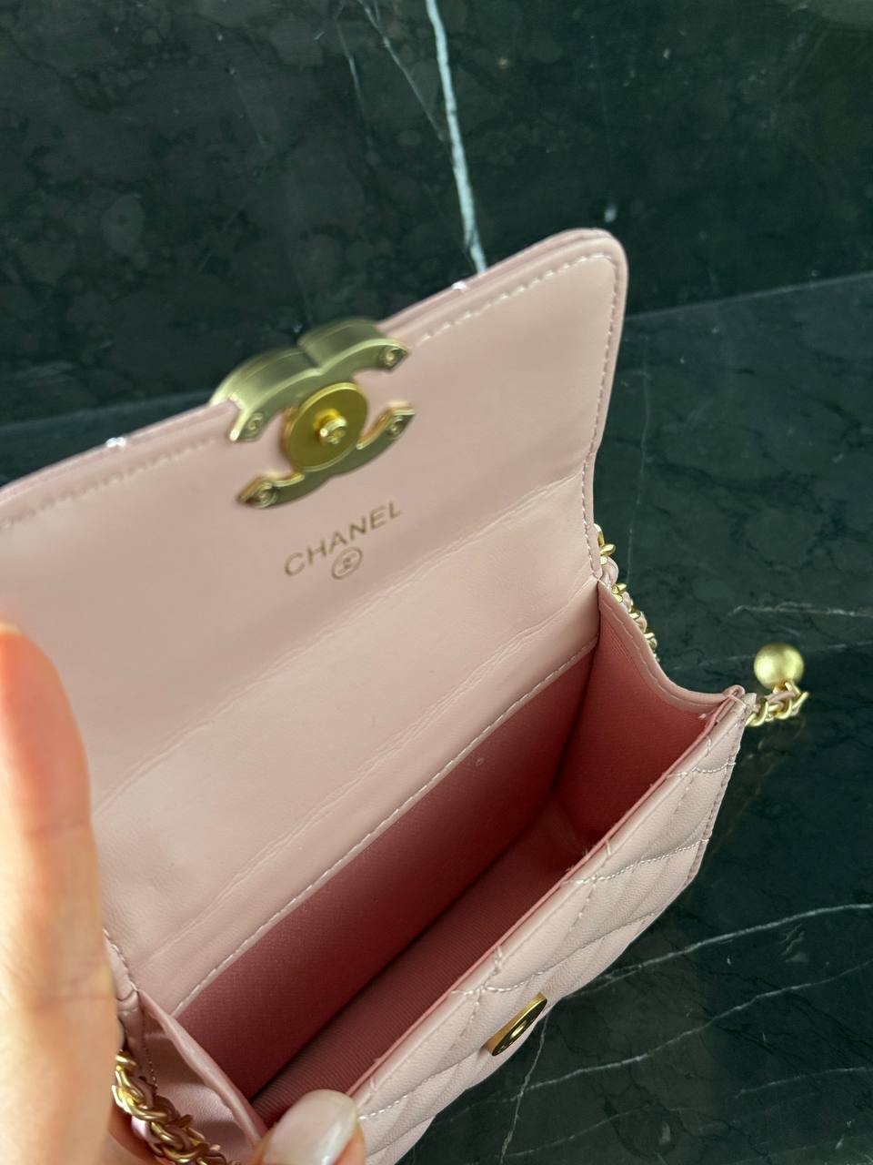 Chanel Calfskin Quilted Perfect Fit Wallet On Chain Mioni pink - 10