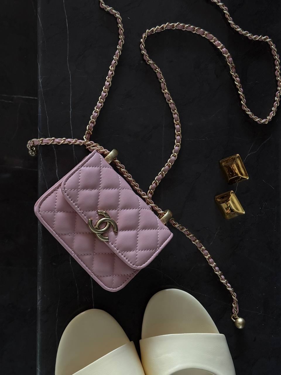 Chanel Calfskin Quilted Perfect Fit Wallet On Chain Mioni pink - 3