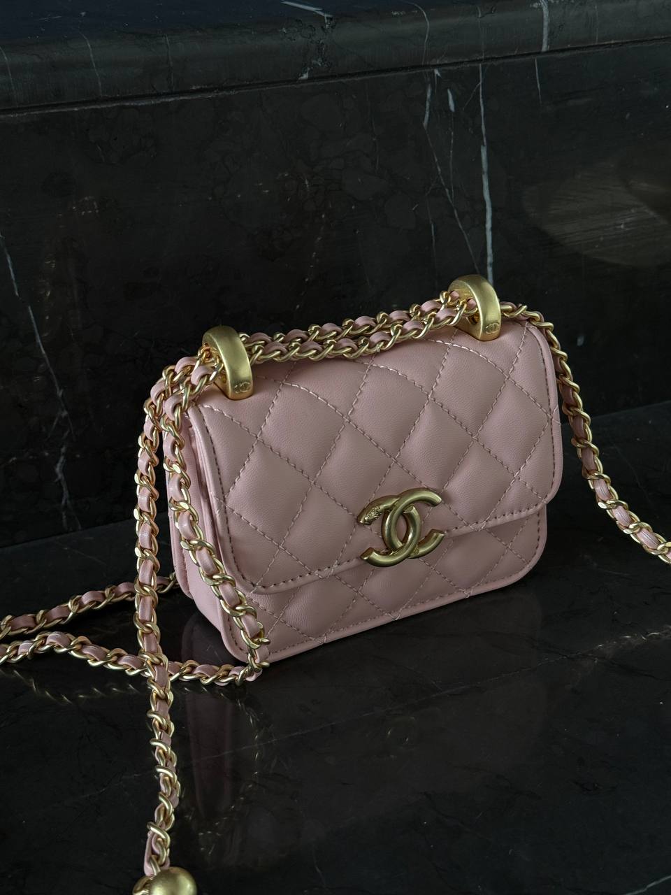 Chanel Calfskin Quilted Perfect Fit Wallet On Chain Mioni pink - 6