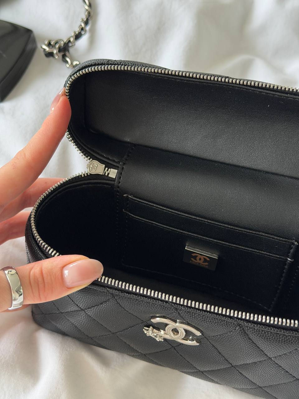 Chanel Caviar Quilted CC Top Handle Long Vanity - 10