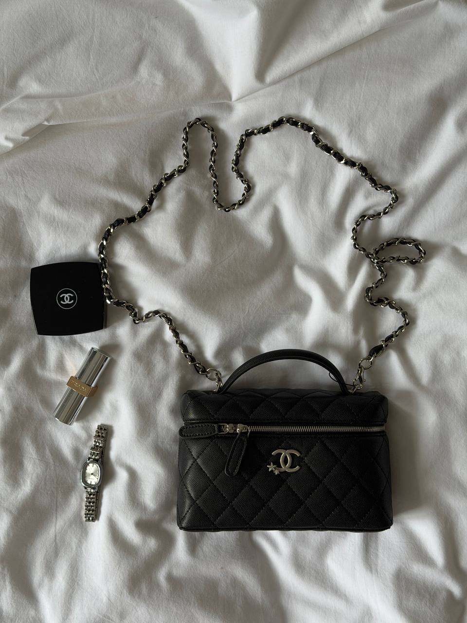 Chanel Caviar Quilted CC Top Handle Long Vanity - 6