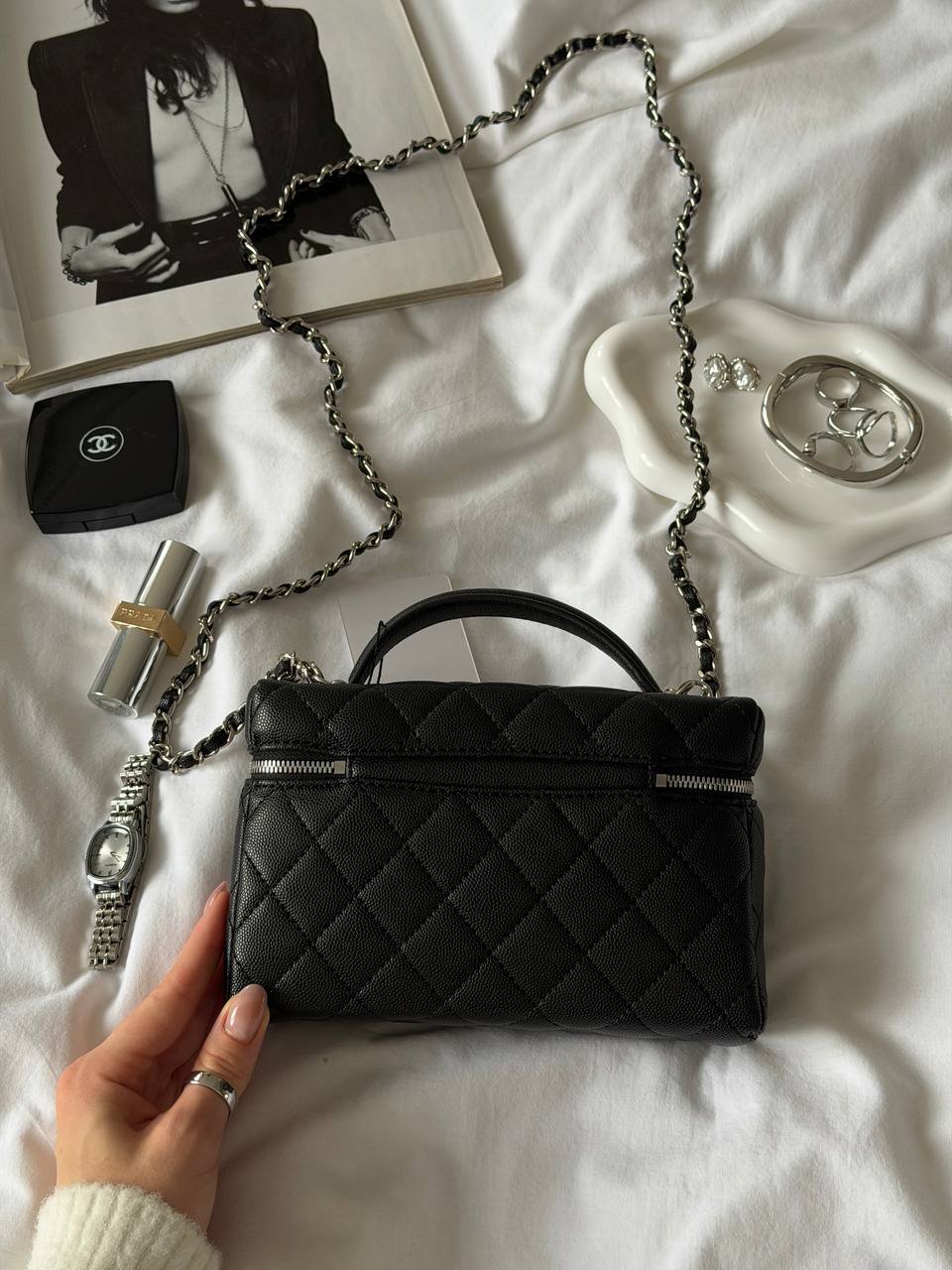 Chanel Caviar Quilted CC Top Handle Long Vanity - 7