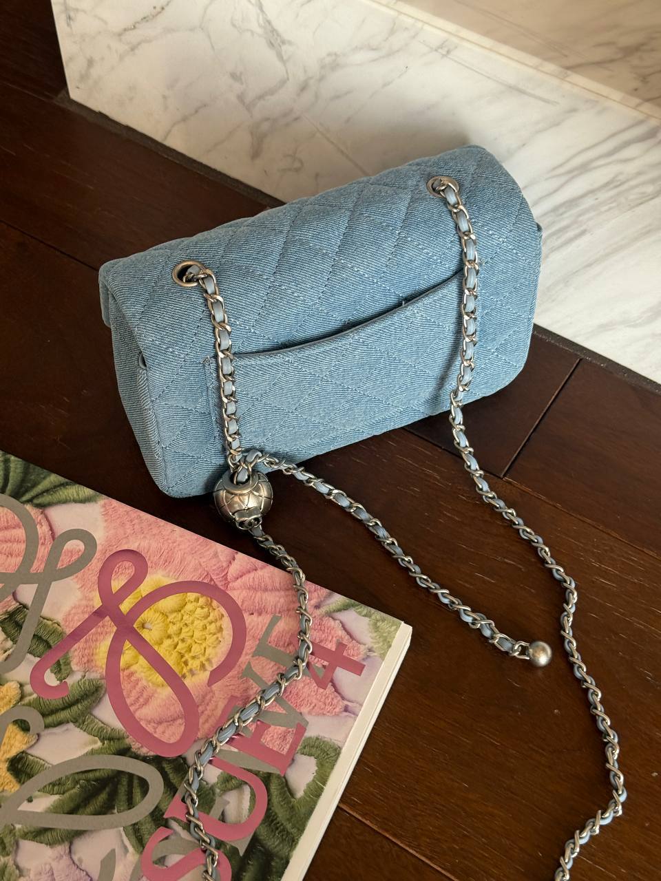 Chanel Classic 1.55 Small Single Flap Denim/Silver - 6