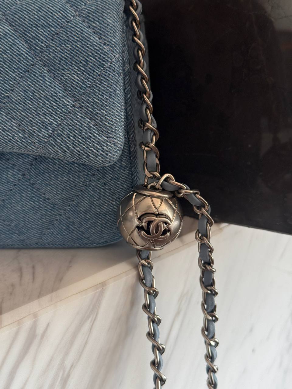 Chanel Classic 1.55 Small Single Flap Denim/Silver - 7