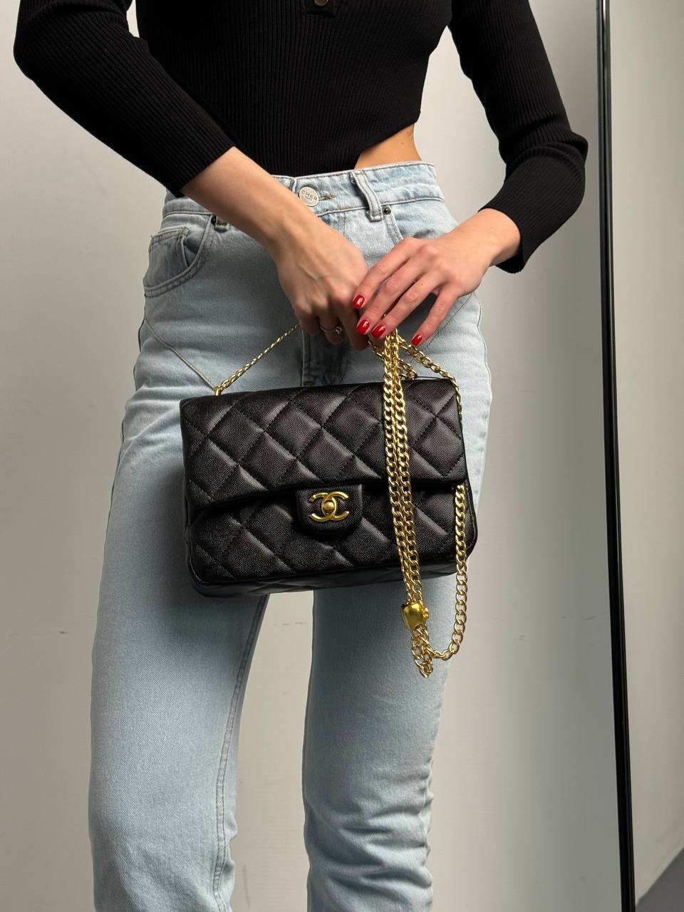 Chanel Classic 1.55 Small Single Flap in Black/Gold - 3