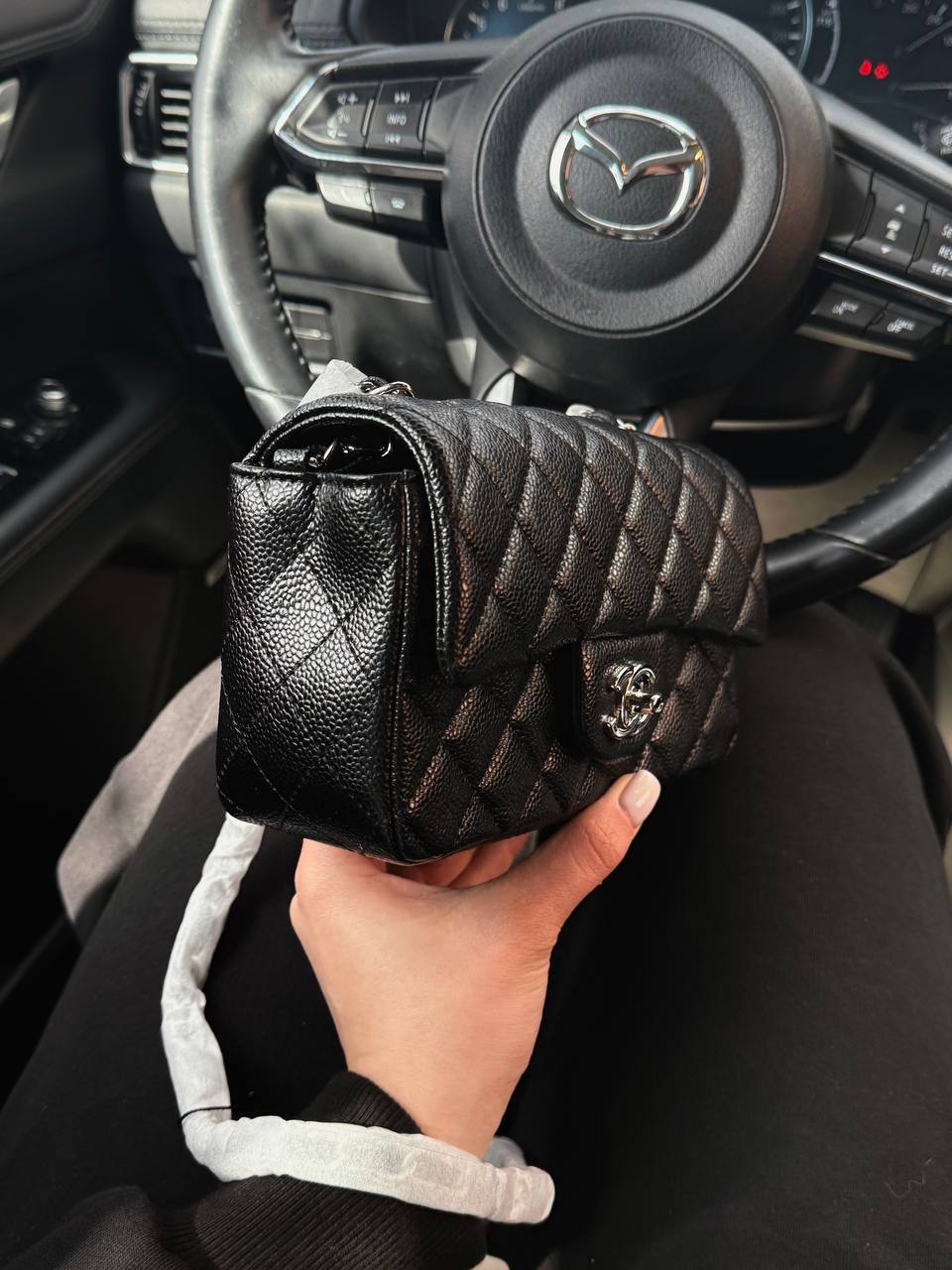 Chanel Classic 1.55 Small Single Flap in Black/Silver - 11