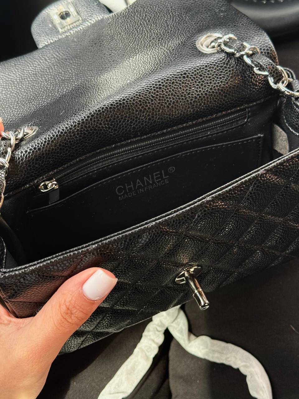 Chanel Classic 1.55 Small Single Flap in Black/Silver - 13