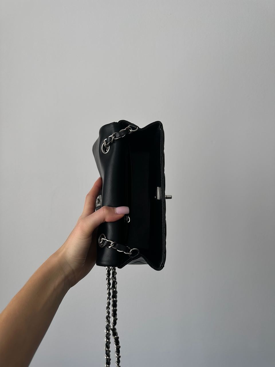 Chanel Classic 1.55 Small Single Flap in Black/Silver - 15