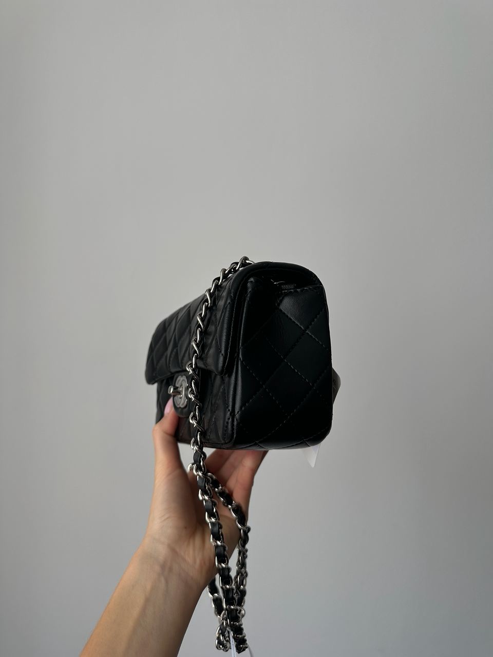 Chanel Classic 1.55 Small Single Flap in Black/Silver - 9