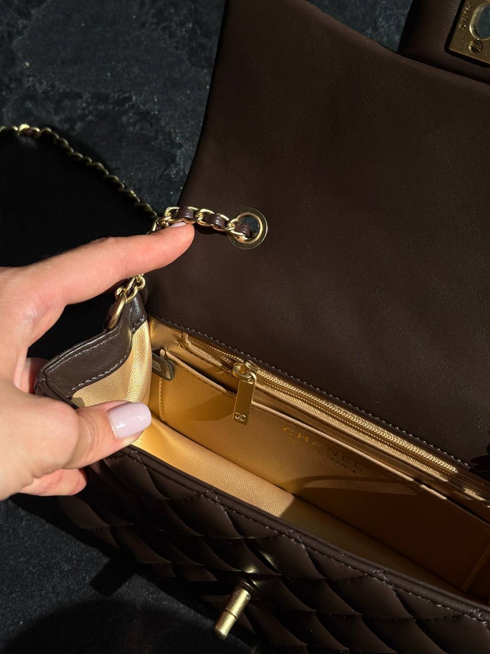 Chanel Classic 1.55 Small Single Flap in Brown/Gold - 12