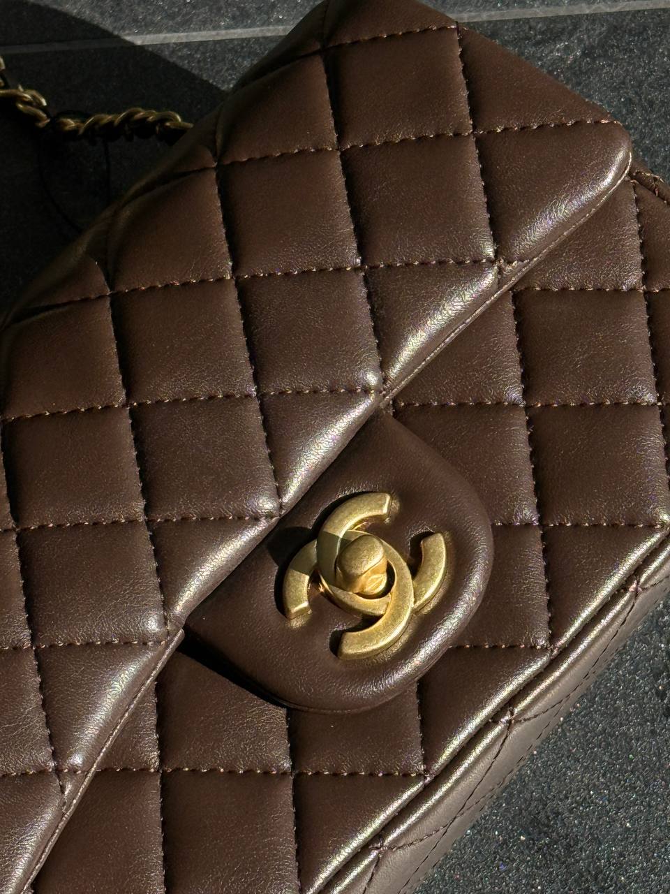 Chanel Classic 1.55 Small Single Flap in Brown/Gold - 3