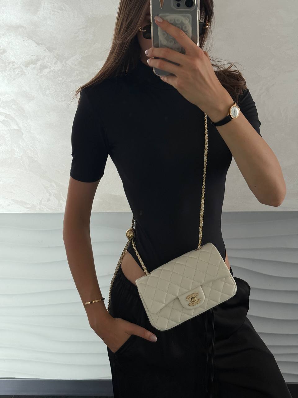 Chanel Classic 1.55 Small Single Flap in Milk/Gold - 2
