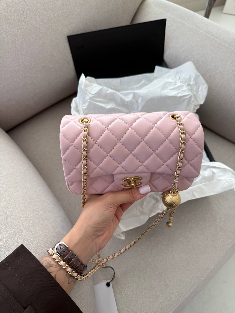 Chanel Classic 1.55 Small Single Flap in Pink/Gold - 4