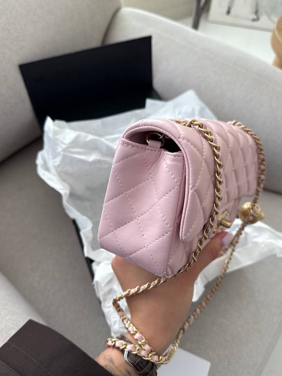 Chanel Classic 1.55 Small Single Flap in Pink/Gold - 6