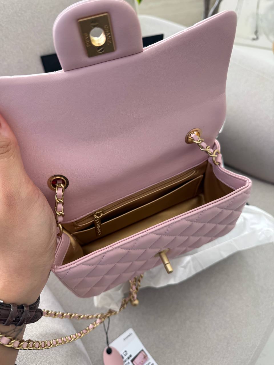 Chanel Classic 1.55 Small Single Flap in Pink/Gold - 9