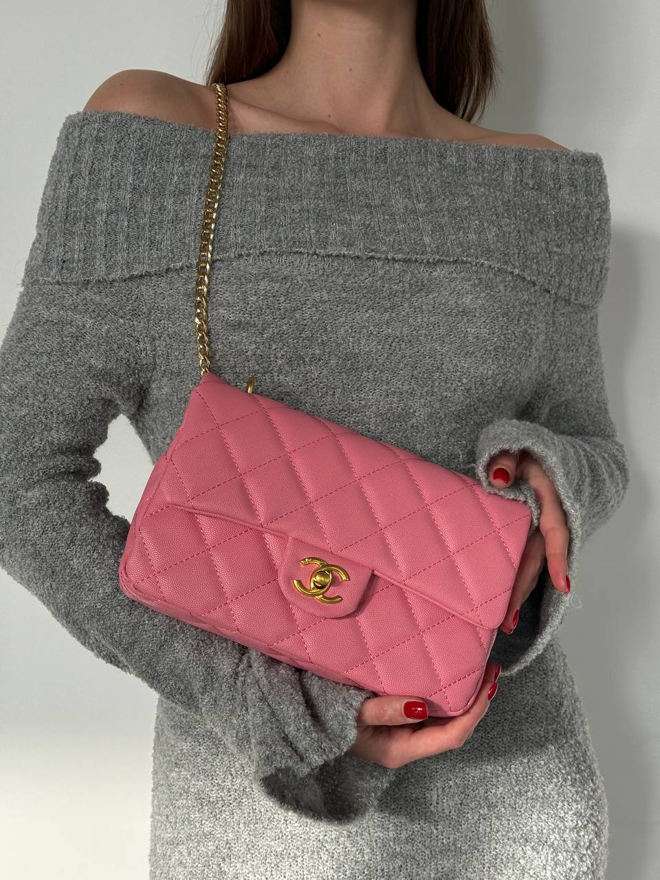 Chanel Classic 1.55 Small Single Flap Pink/Gold - 2