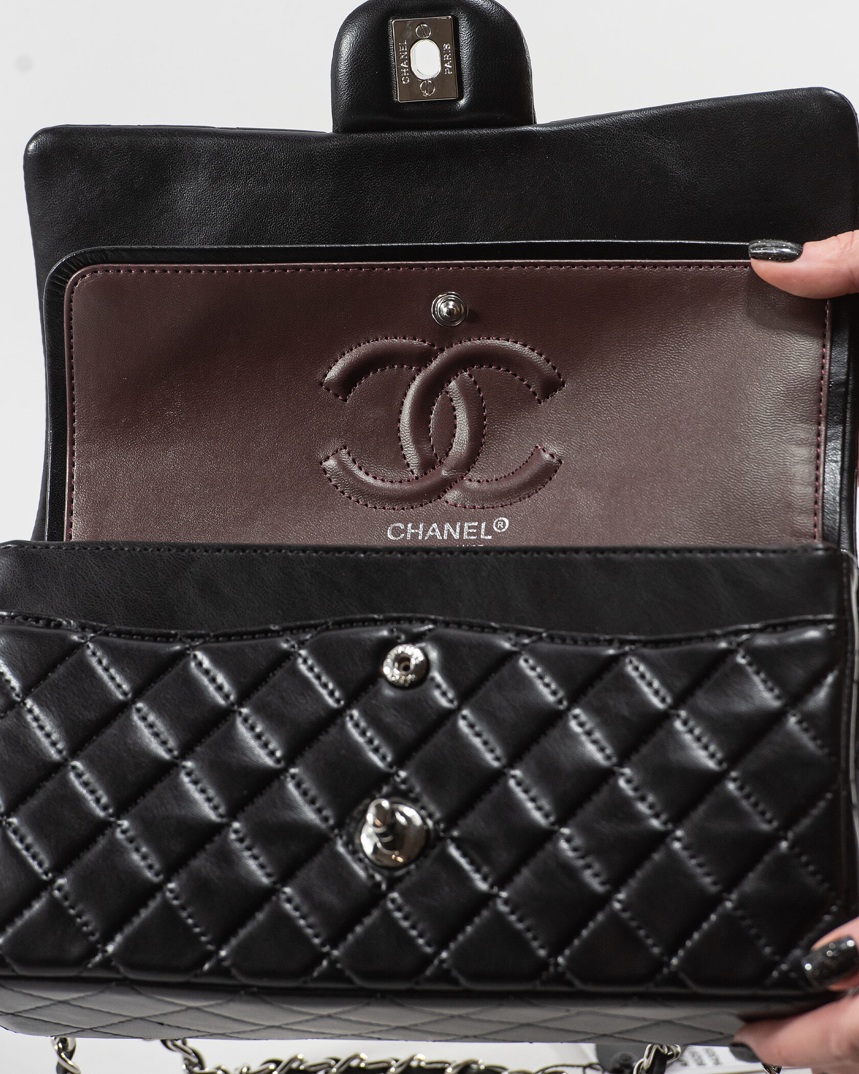Chanel Classic 2.55 Medium Double Flap in Black/Silver - 13