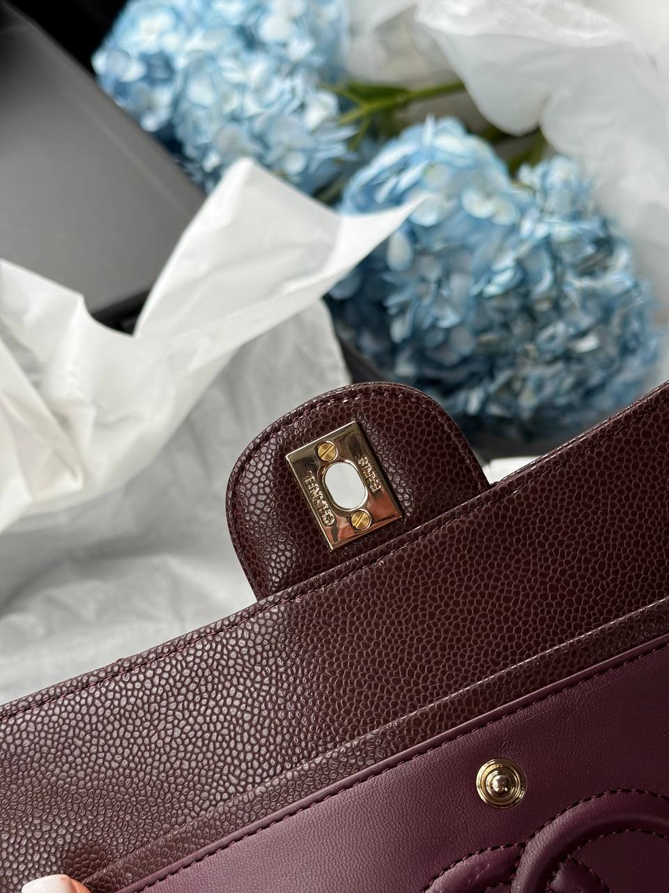 Chanel Classic 2.55 Medium Double Flap in Burgundy/Gold - 16