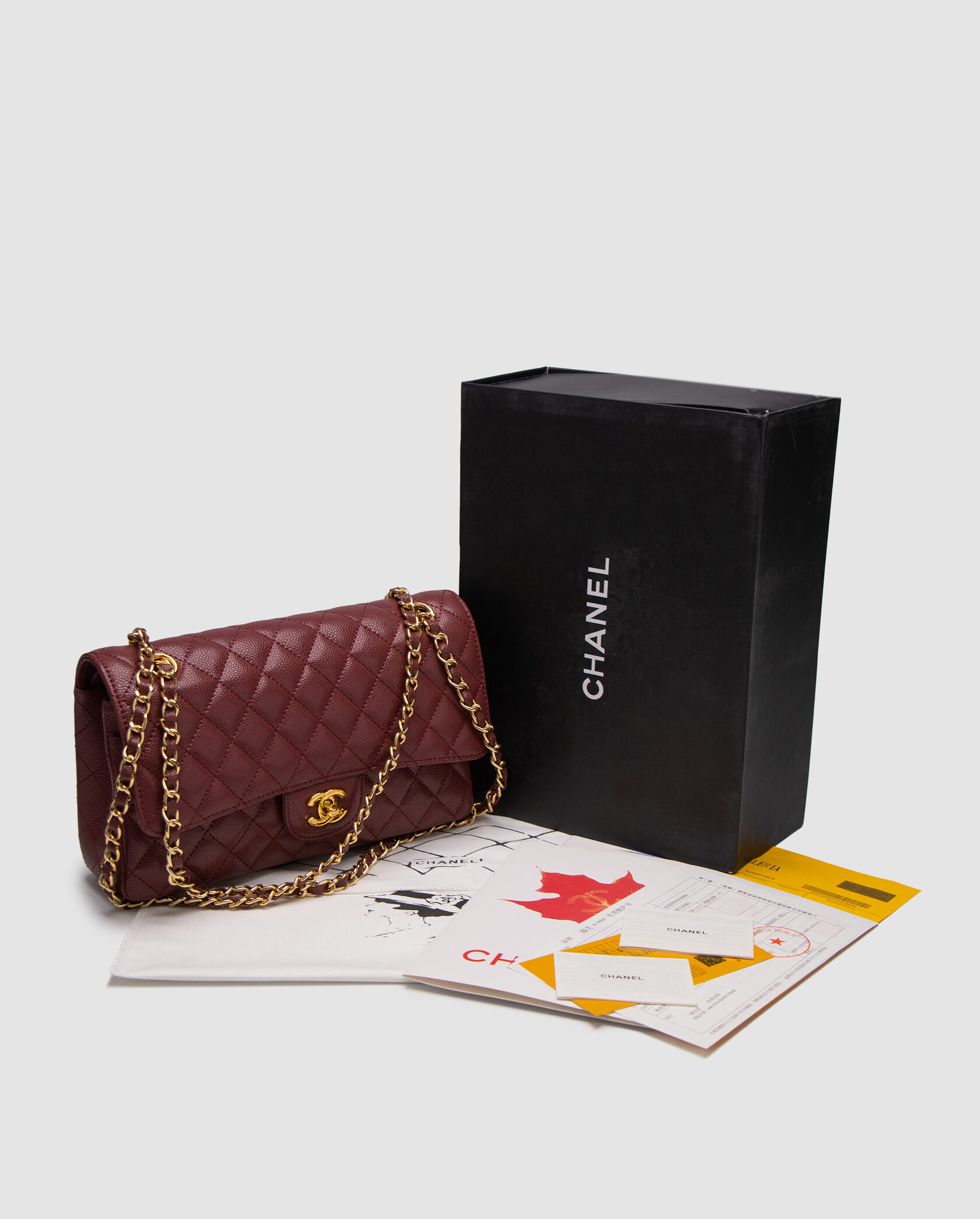 Chanel Classic 2.55 Medium Double Flap in Burgundy/Gold - 2