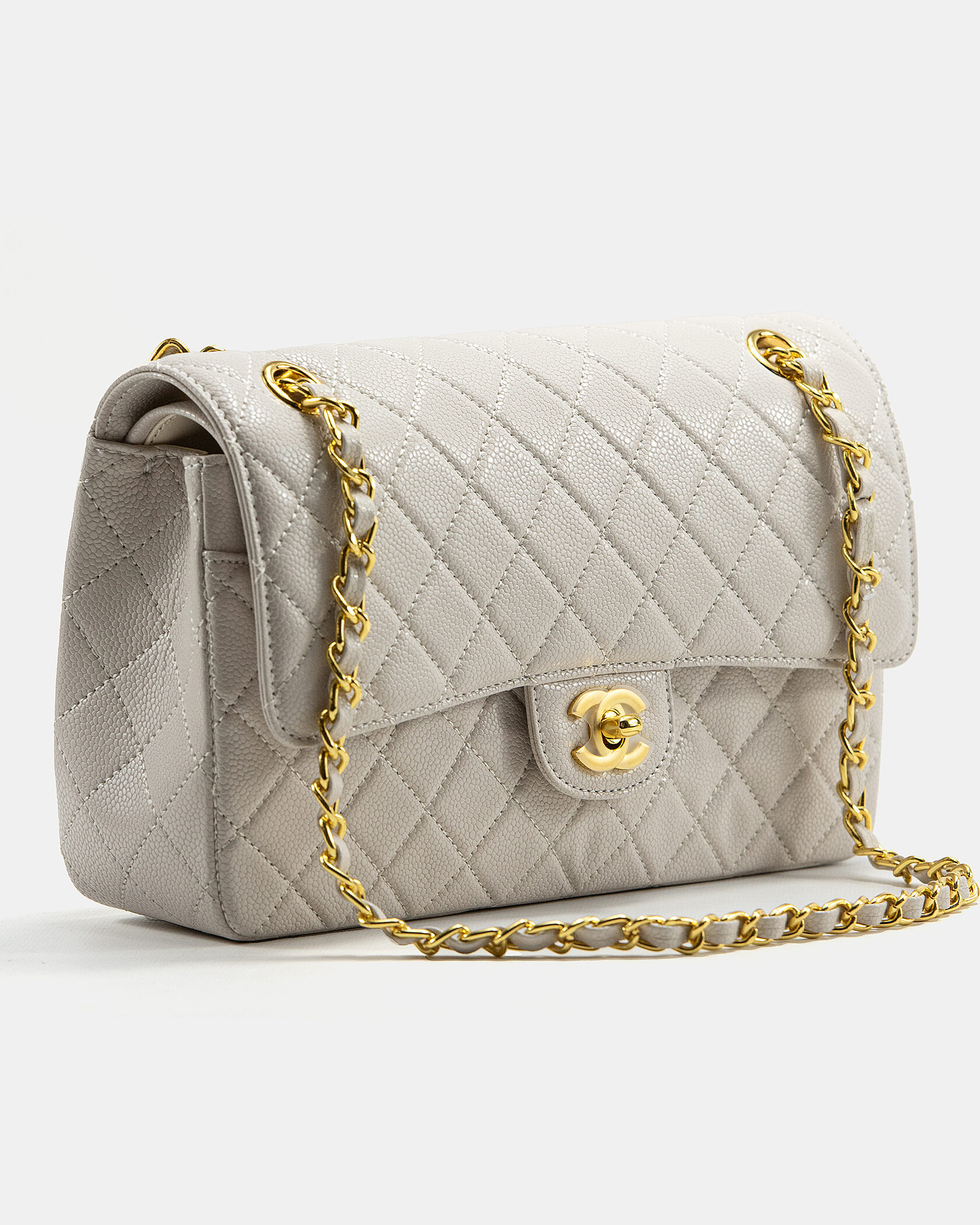 Chanel Classic 2.55 Medium Double Flap in White/Gold - 5