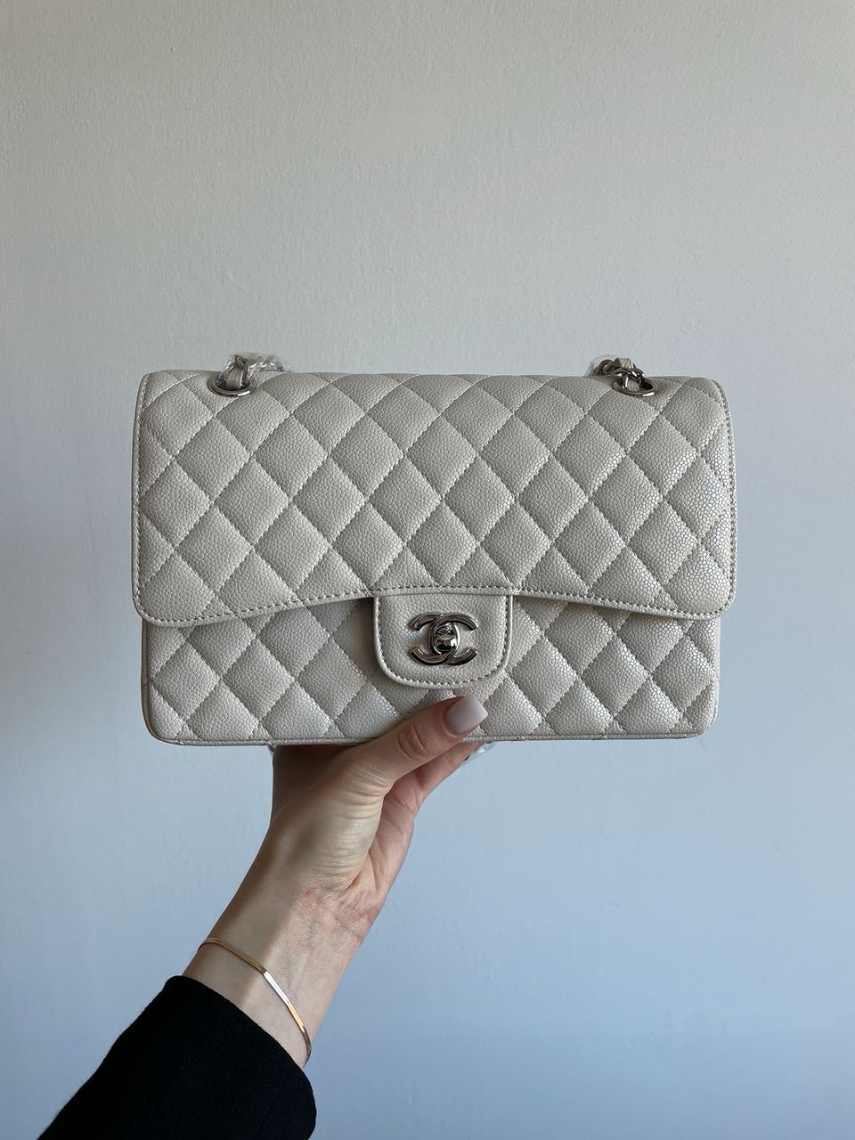 Chanel Classic 2.55 Medium Double Flap in White/Silver - 11