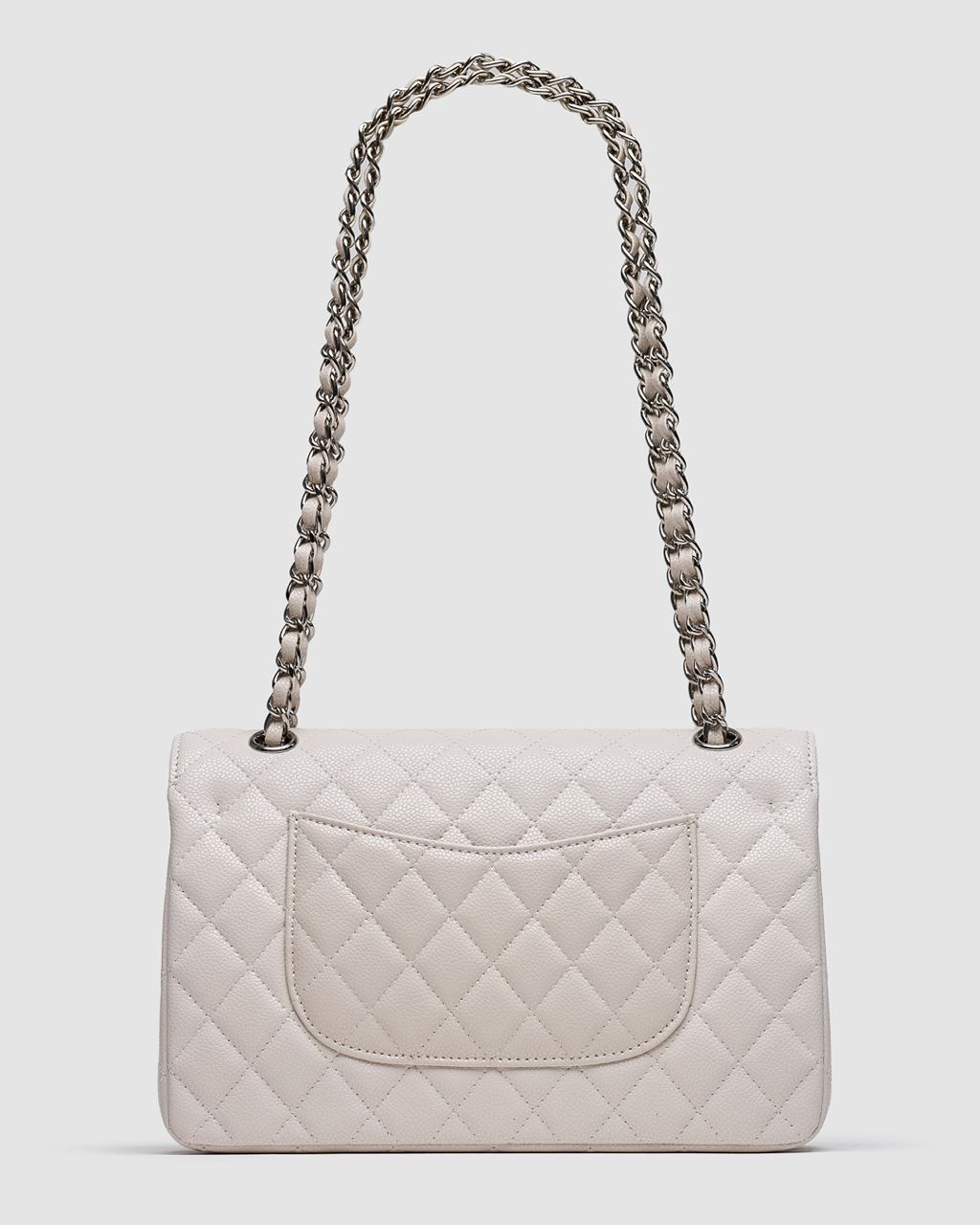 Chanel Classic 2.55 Medium Double Flap in White/Silver - 12