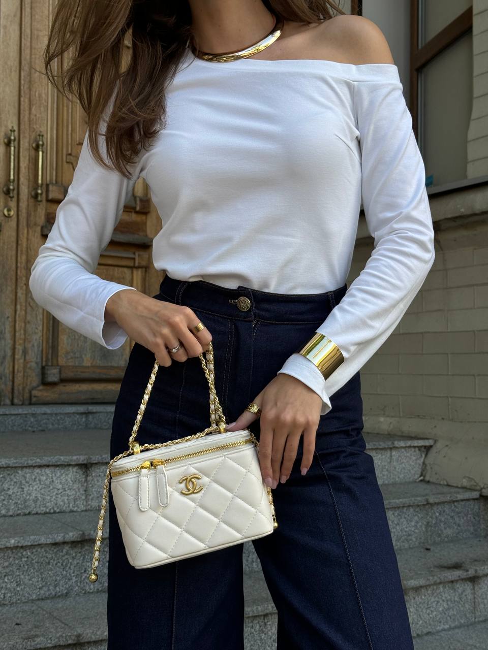 Chanel Classic Beige Lambskin Pearl Crush Vanity Bag - 4