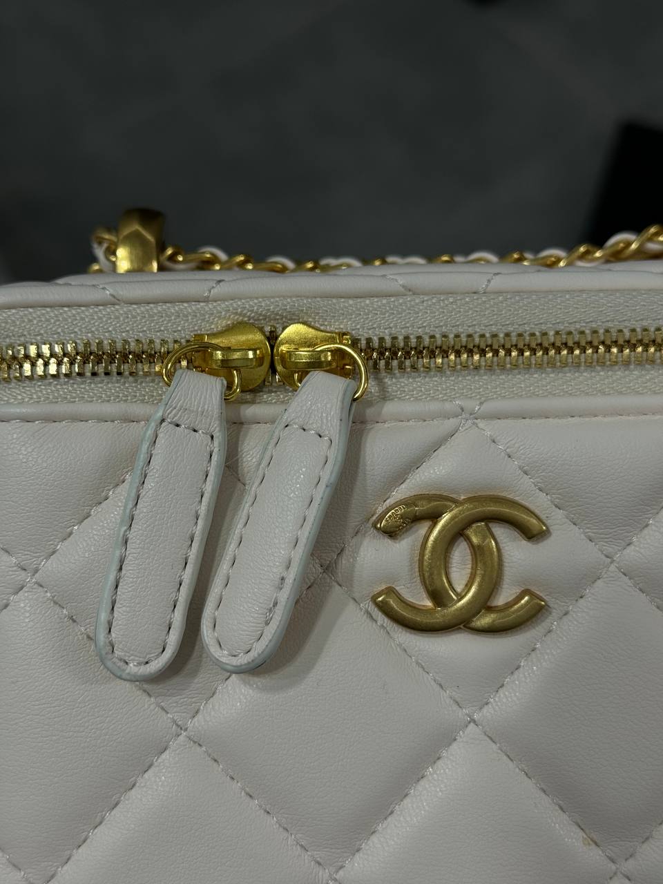 Chanel Classic Beige Lambskin Pearl Crush Vanity Bag - 5