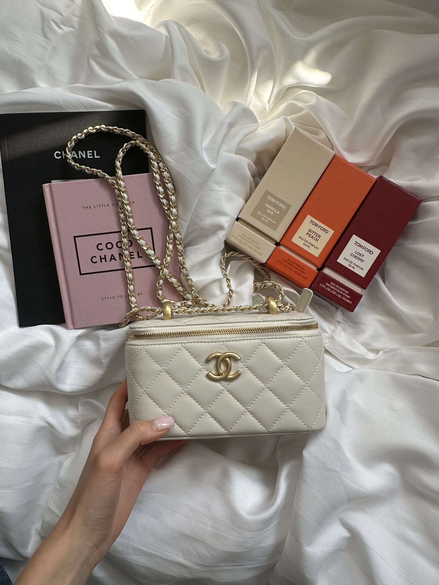 Chanel Classic Beige Lambskin Pearl Crush Vanity Bag - 12