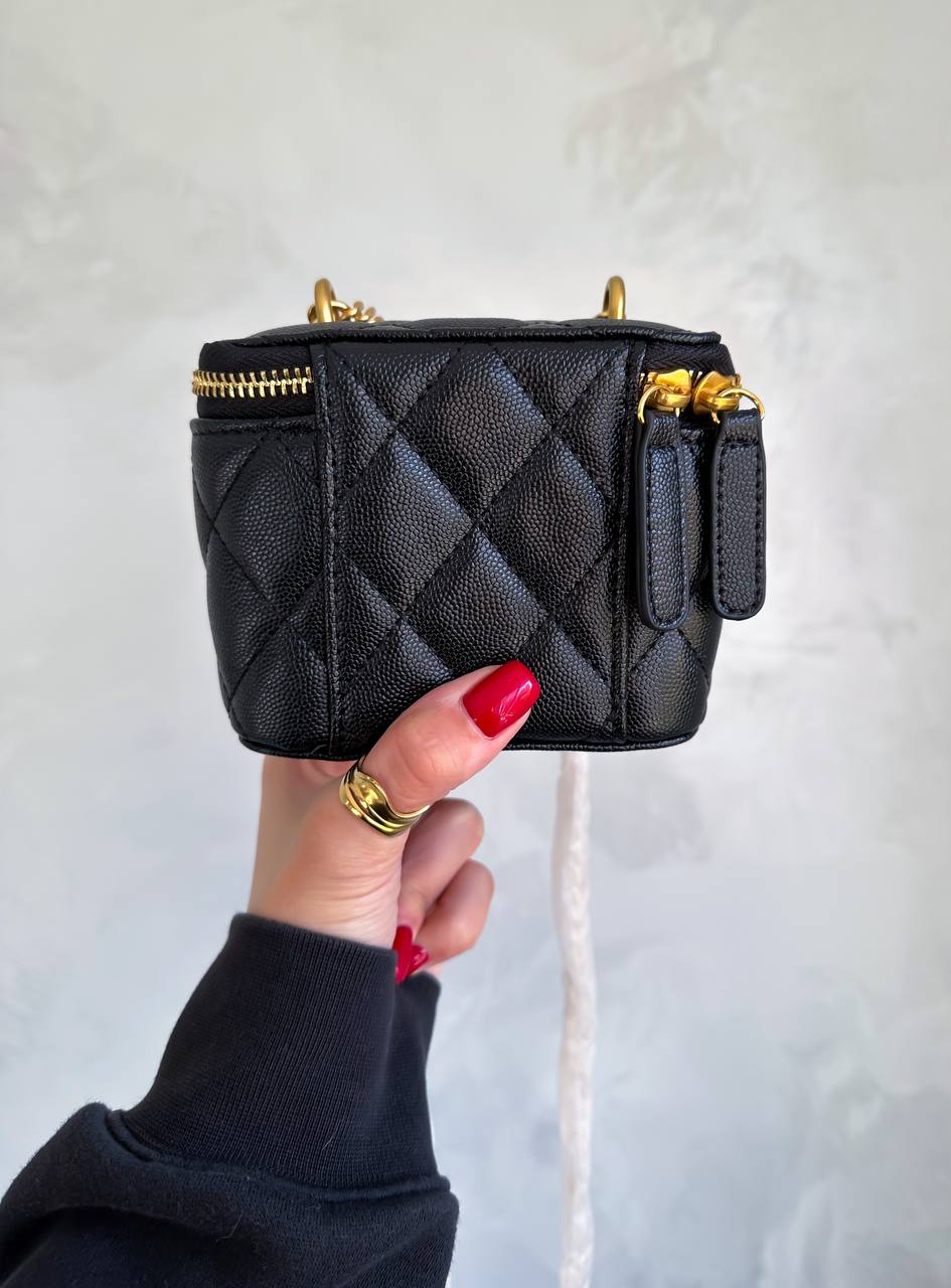 Chanel Classic Black Lambskin Pearl Crush Mini Vanity Case - 3