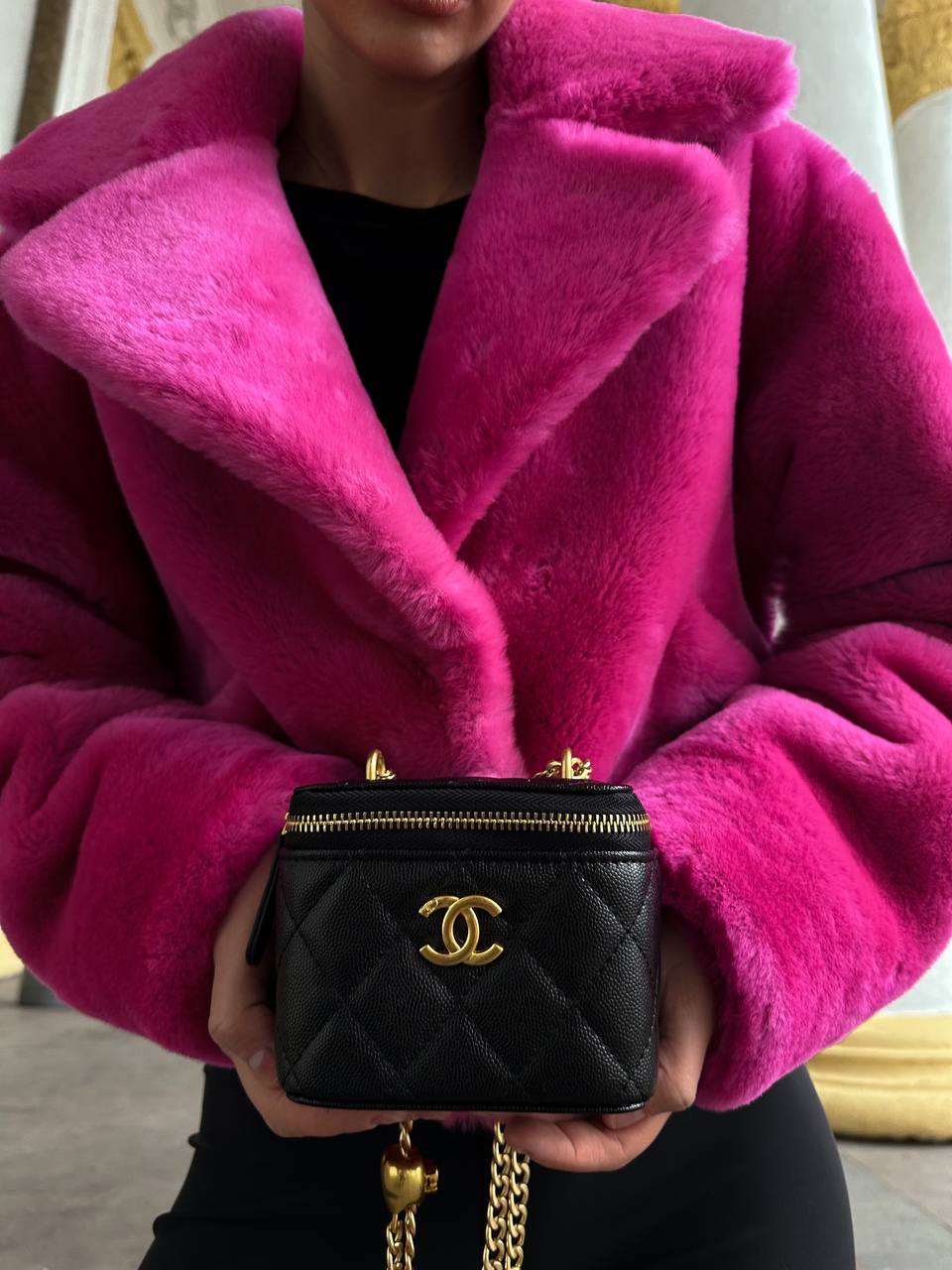 Chanel Classic Black Lambskin Pearl Crush Mini Vanity Case - 4