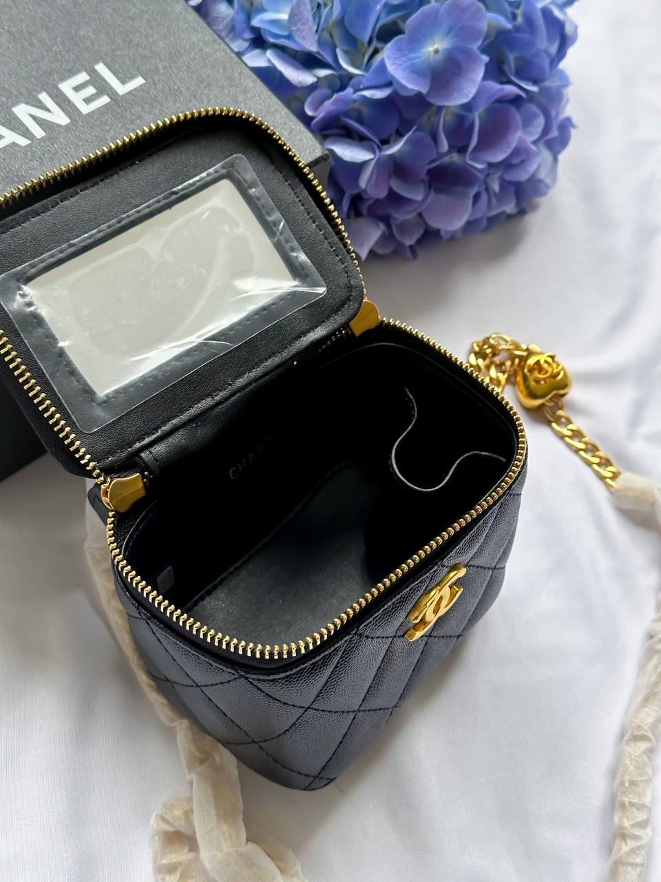 Chanel Classic Black Lambskin Pearl Crush Mini Vanity Case - 5