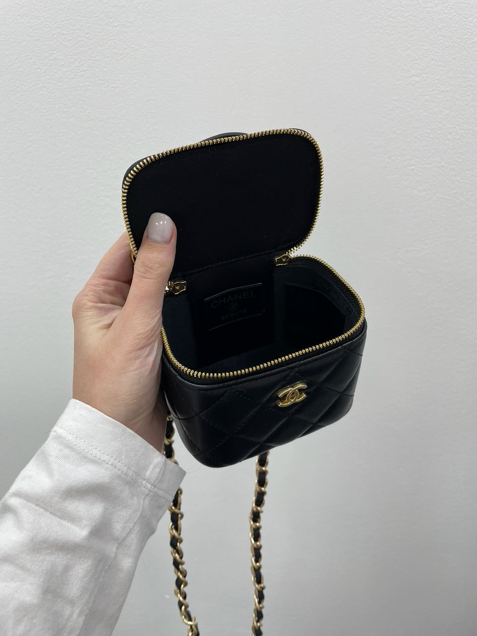 Chanel Classic Black Lambskin Pearl Crush Mini Vanity Case - 14