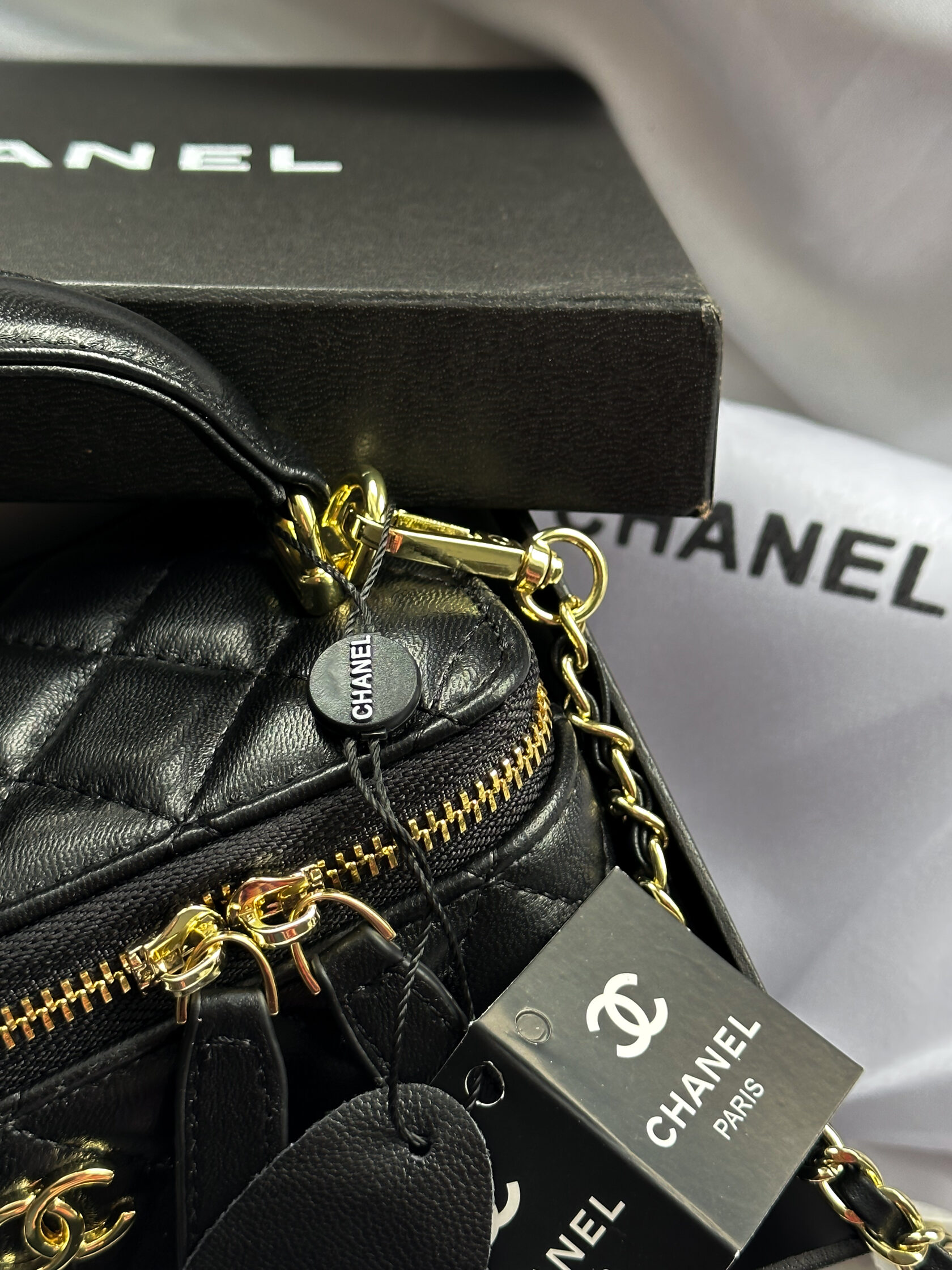 Chanel Classic Black Lambskin Pearl Crush Vanity Bag - 3
