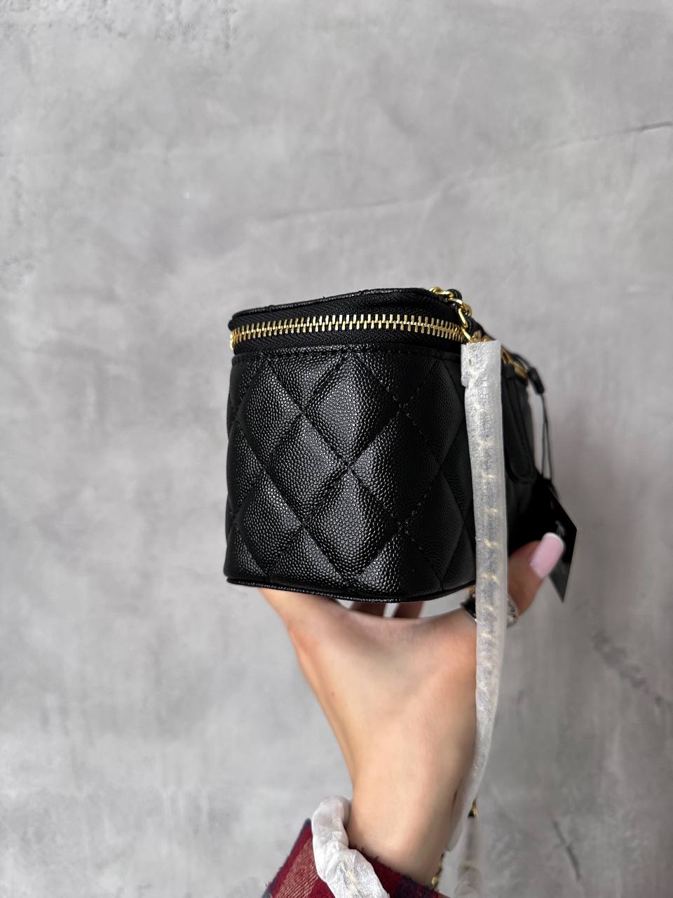 Chanel Classic Black Lambskin Pearl Crush Vanity Bag - 6