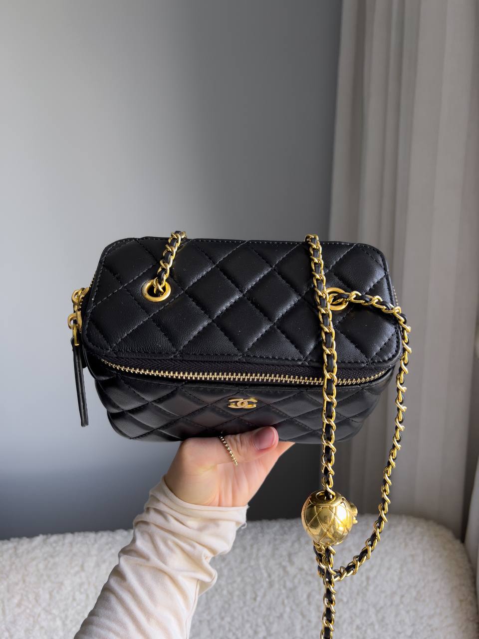 Chanel Classic Black Lambskin Pearl Crush Vanity - 22
