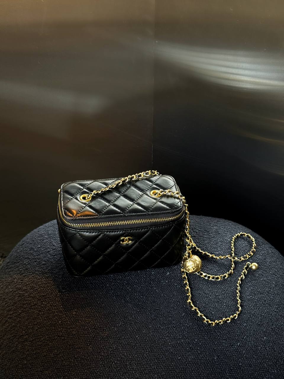 Chanel Classic Black Lambskin Pearl Crush Vanity - 8