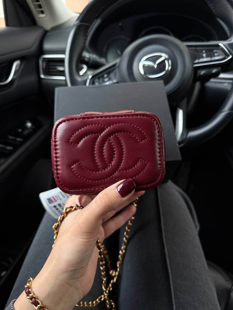 Chanel Classic Burgundy Lambskin Pearl Crush Mini Vanity Case - 10
