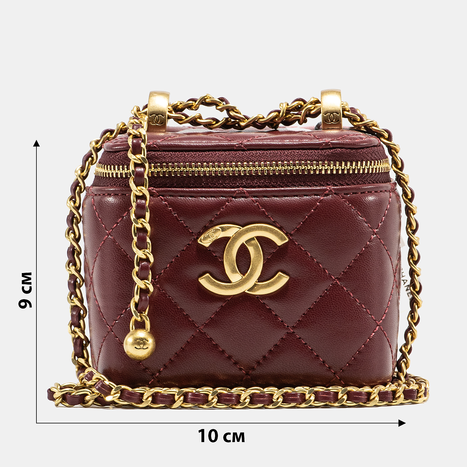 Chanel Classic Burgundy Lambskin Pearl Crush Mini Vanity Case - 3