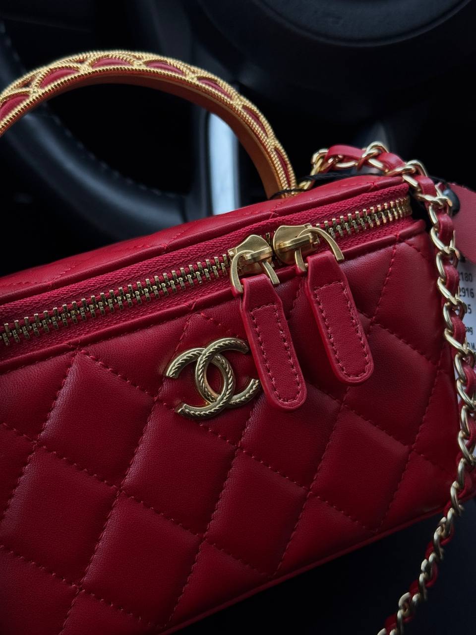 Chanel Classic Burgundy Lambskin Pearl Crush Vanity Bag Gold - 4