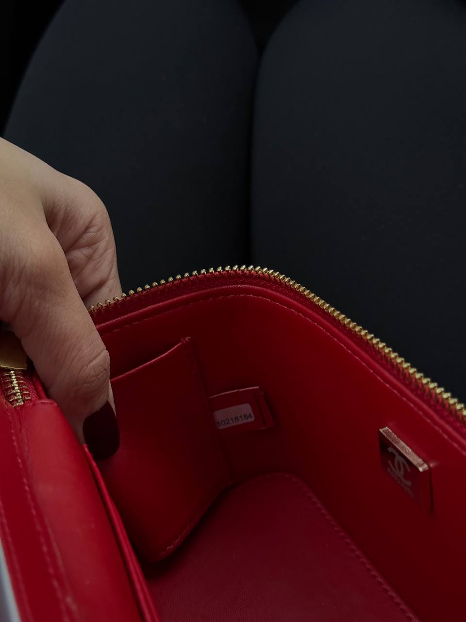 Chanel Classic Burgundy Lambskin Pearl Crush Vanity Bag Gold - 9