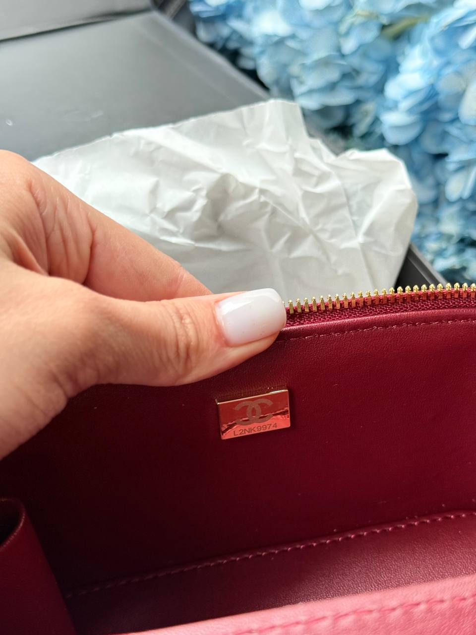 Chanel Classic Burgundy Lambskin Pearl Crush Vanity Bag Gold - 11