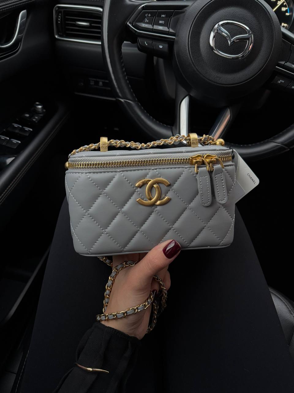 Chanel Classic Cream Lambskin Pearl Crush Vanity Bag Blue - 3