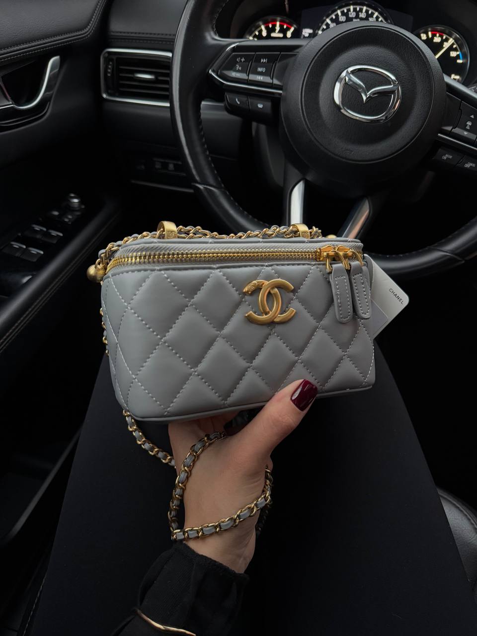 Chanel Classic Cream Lambskin Pearl Crush Vanity Bag Blue - 4