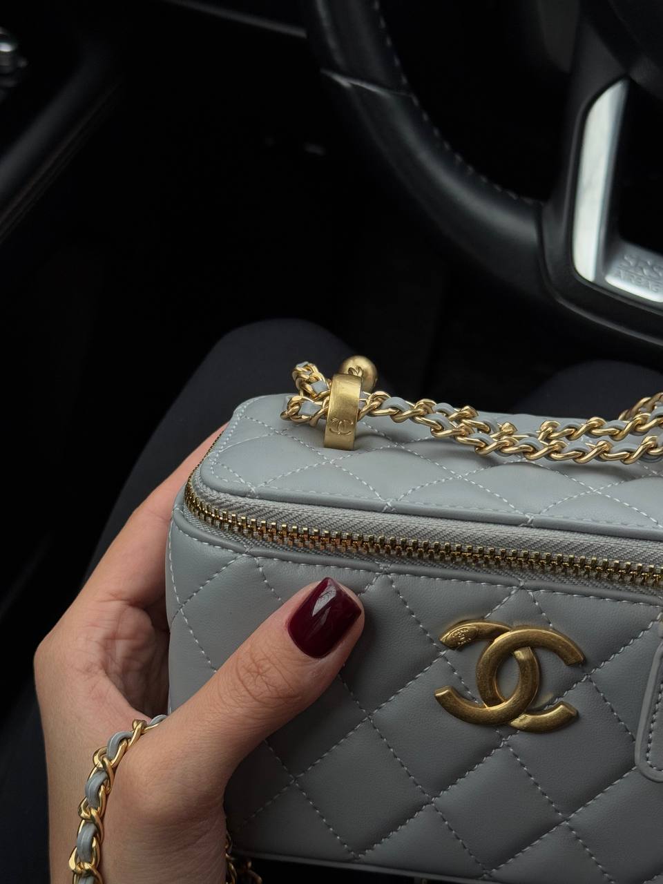 Chanel Classic Cream Lambskin Pearl Crush Vanity Bag Blue - 5